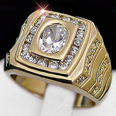 $89.99 • Buy MENS 1.97ct Simulated DIAMOND 14k GOLD Layered Ring + LIFETIME GUARANTEE | BLING