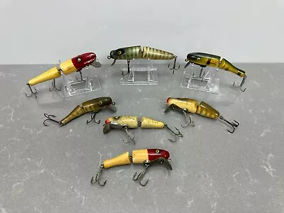 Lot Of 7 Vintage PAW-PAW Wood  PIKE MINNOW  Jointed Body FISHING LURES • $29