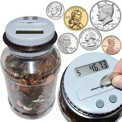 Digital Coin Counting Money Jar Bank - Accepts All US Coins From Penny To Dollar • $16.99
