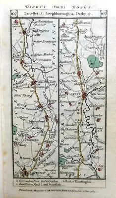 LEICESTER NOTTINGHAM DERBYSHIRE DERBY  BY PATERSON C1785 GENUINE ANTIQUE MAP • £14.99