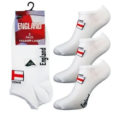 £2.99 • Buy 3/6/12 Pairs Mens Big Feet Foot England Trainer Socks White Size 11-14 Sport