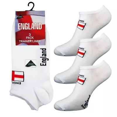 £8.99 • Buy 3/6/12 Pairs Mens Big Feet Foot England Trainer Socks White Size 11-14 Sport