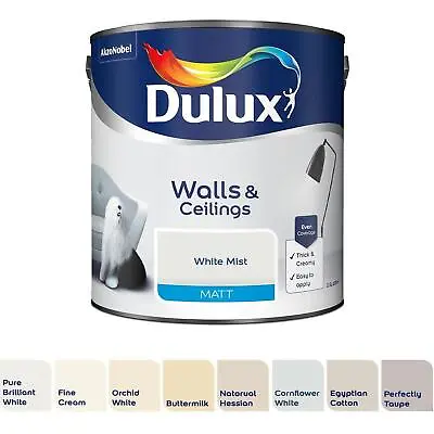 £27.99 • Buy Dulux Paint Shades Of Cream Or White Walls & Ceilings Matt Emulsion 2.5 Litres