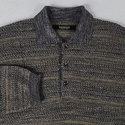 Vintage Sweater Men Small Beige Gray Brown Knit Italy Wool Alpaca Merino Collar  • $29.88