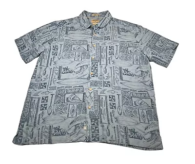 Quicksilver Waterman Men’s Blue Hawaiian Fishing Shirt Large Hawaii • $22.50