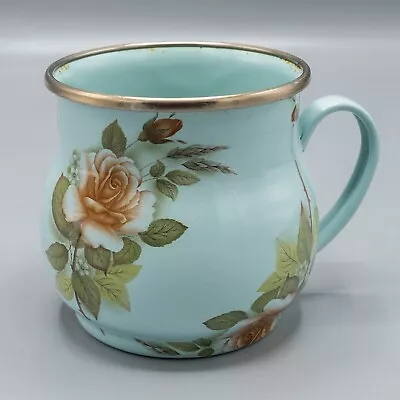 Mackenzie Childs Mug Cup Camp Blue Rose Enamel 3 3/4  - FREE USA SHIPPING • $45