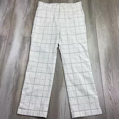 Nike Golf Pants Mens 34 White Windowpane Plaid Check Tour Performance Men 34x30 • $22.84