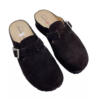 Haflinger Shoes Women 39 Berta Slip On Clog Brown Suede Leather Mules Germany • $44.99