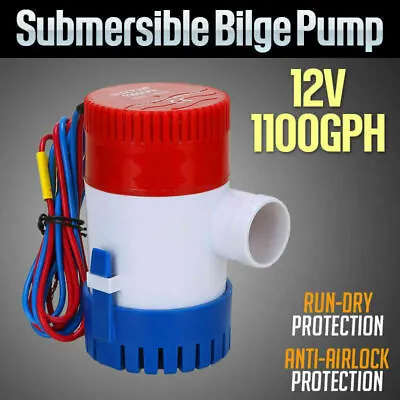 $15.49 • Buy 1100GPH Submersible Bilge Water Pump 12V Camp Fishing Boat Caravan Camping