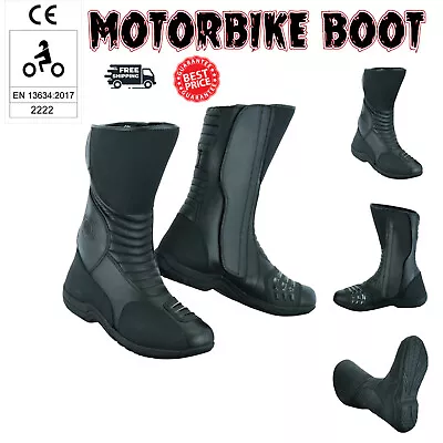 Motorcycle Leather Shoes Motorbike Racing CE Armoured Touring Boots Waterproof • $65.89