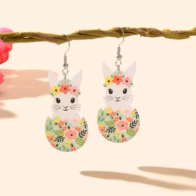 1 Pair Novelty Trendy Easter Bunny Eggs Earrings Bohemian Rabbit Ear Jewellery • $2.98