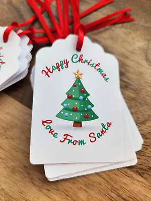 Christmas Tree Love From Santa Gift Tags White Red & Green 10no Per Pack Xmas • £3