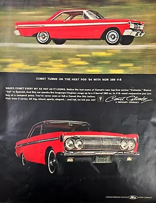 1964 Mercury Comet Caliente Red 2 Door Vintage Print Ad Color 10  X 13  • $9.50