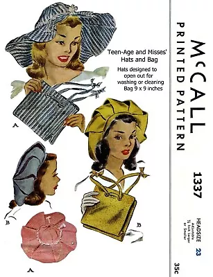 McCall 1337 Pattern Hat Hats & Bag • $6.99