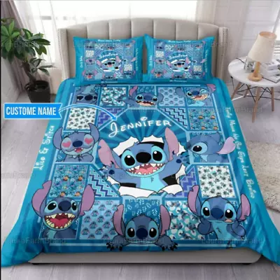 $73.14 • Buy Personalized Cute Stitch Cracking Lilo And Stitch 3D Quilt Bedding Set Us Size