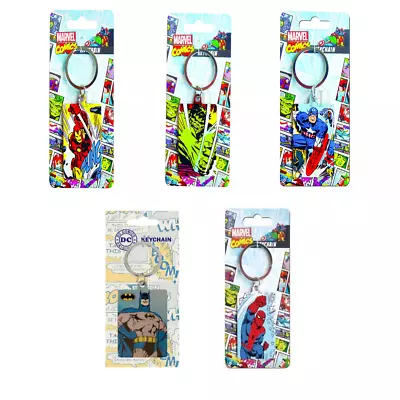 Dc Comics Marvel Metal Keyring Batman Captain America Hulk Iron Man Spiderman • £3.95