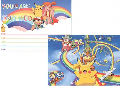 Pokemon Pikachu Theme Party Invitations X 10 Cards With Envelopes 18 X 13 CM • £3.50