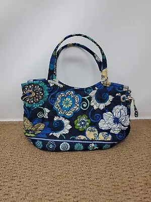 Retired VERA BRADLEY Navy Blue SHERRY MOD FLORAL BLUE Mini Tote Satchel Handbag • $11.99