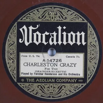 Jazz 78 FLETCHER HENDERSON Charleston Crazy VOCALION 14726 Red Record HEAR 212 • $8