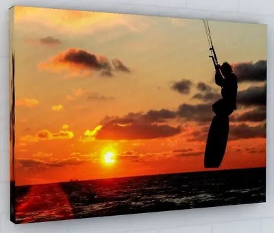 £38.86 • Buy Sunset Beach Surfer Canvas Picture Print Wall Art Chunky Frame