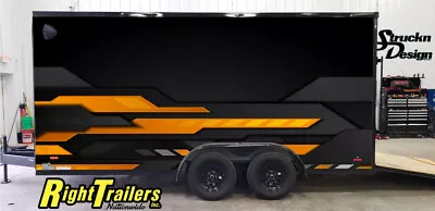 $380.16 • Buy 2 Sides Orange Black Modern Shapes Trailer RV Wrap Decal Graphic Various Sizes