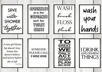 FUNNY BATHROOM QUOTE Kitchen Print Contemporary Wall Art Poster Toilet Home V6 • £3.57