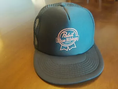 PBR Pabst Blue Ribbon Black & Orange Mesh Snapback Trucker Hat Cap Beer • $30