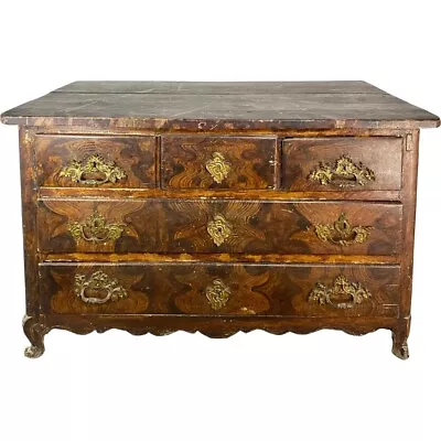 1770s Antique French Louis XV Faux Grain Painted Oak Commode Chest Of Drawers • $4950