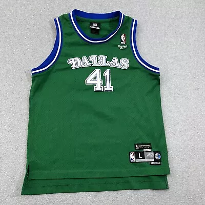 Dirk Nowitzki Dallas Mavericks Reebok Hardwood Classics Jersey Boys Large 14-16 • $28.88