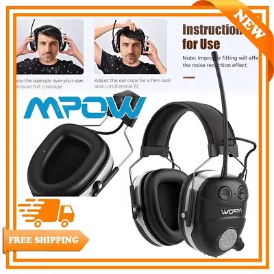 Mpow Bluetooth Headphones Wireless Ear Defenders Protection Muffs AM FM Radio • £40.41