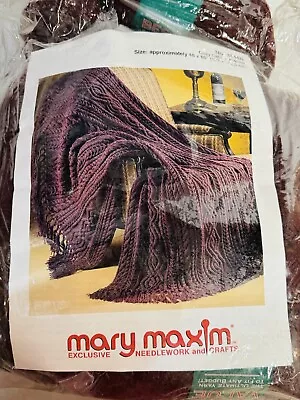 Mary Maxim Best Value Burgundy Yarn Cozy Cables Afghan Kit New Free Shipping • $58