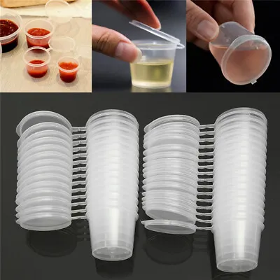 $17.98 • Buy 50 Pcs Disposable Sauce Cups  Slime Storage Container One Piece Box With Lids AU