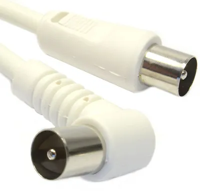 £4.99 • Buy 10M Metre Right Angle Angled RF TV Aerial Lead Cable Male To Coax Coaxial White