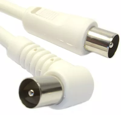 £2.69 • Buy 2M Metre Right Angle Angled RF TV Aerial Lead Cable Male To Coax Coaxial White