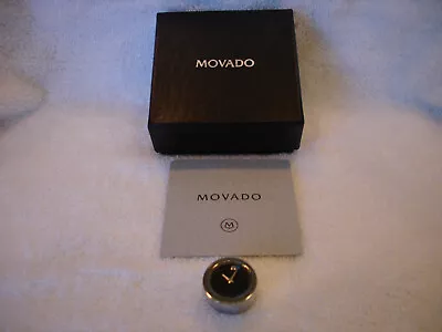 Movado Museum Dial Desk Clock New Silver Warranty Cylinder Chrome Modern Art • $52.25