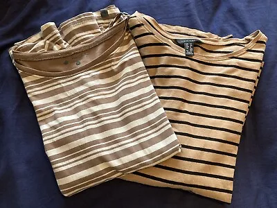 £0.99 • Buy Pair Of Striped Cotton Long-sleeve T-shirt Tops Size 12 New Look & Peter Storm