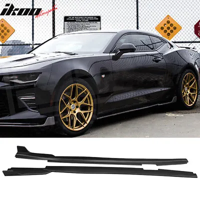 Fits 16-24 Chevy Camaro Ikon Style Side Skirts Extension Unpainted Black PP • $109.99