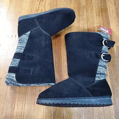 Muk Luks Womens Jean Boots Sz 9 Faux Suede Faux Fur Lined Buckle Boot • $23.20
