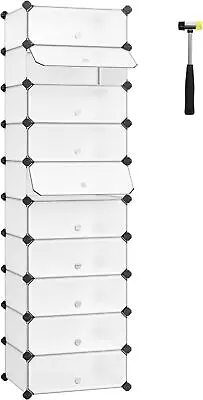 Interlocking Shoe Rack Rectangular Storage Organiser Plastic Wardrobe WithDoor • £32.89