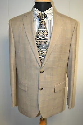 Johnston Murphy Men's Plaid Silk Blend 2 Front Button Blazer Sz Small • $45