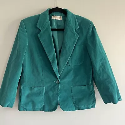 Vintage Karen Scott Teal Cordouroy Women’s Blazer Size 12 • $25