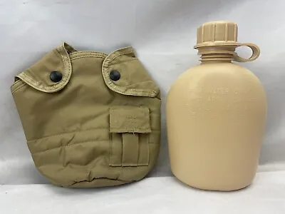 Military Style Canteen Cover W/ ALICE Clips & USGI 1QT DESERT TAN CANTEEN NEW • $16.90