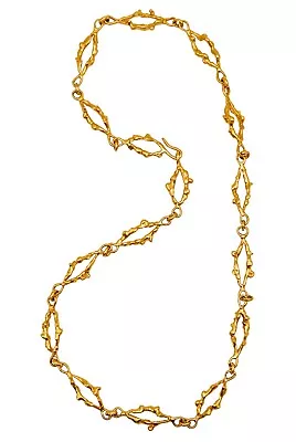 Jean Mahie 1970 Paris Rare Vintage Sautoir Necklace In Textured 22Kt Yellow Gold • $49950