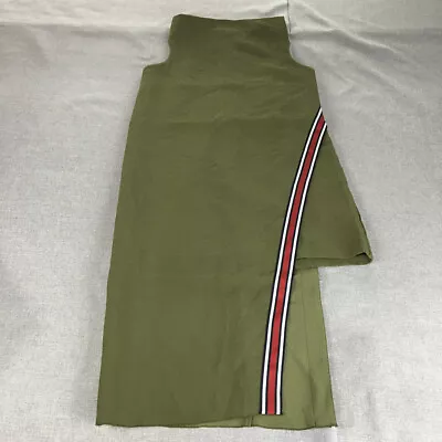 Zara Womens Dress Size L Khaki Green Midi Sleeveless A-Line Knit • $24.97