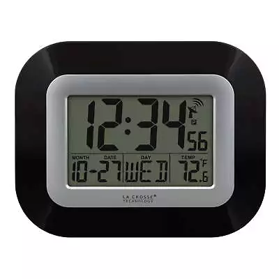 La Crosse Technology WT-8005U-B-INT Black Digital Atomic Wall Clock • $20.87