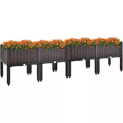 Patiojoy 4PCS Elevated Plastic Garden Bed Planter Kit For Flower Vegetable Grow • $109