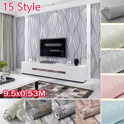 10M 3D Damask Sliver Wave Wallpaper Silver Grey Wall Paper Rolls Home Room·Decor • £5.99