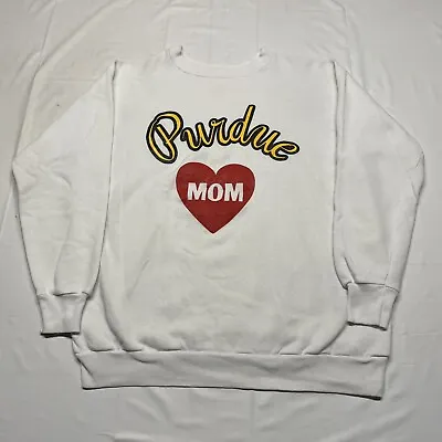 Vintage 80s Purdue Mom Sweatshirt Mens Small College Pullover Heart 90s USA Made • $29.99