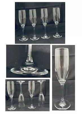 VINTAGE Libbey Champagne Flute Glasses 6 Oz. CLARET Clear 4-Piece Set • $21.88