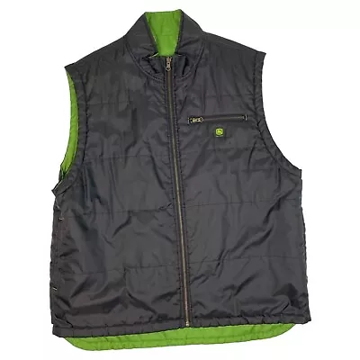 John Deere Men's Lightweight Vest XL Black Green Yellow 100% Polyester Zip • $36